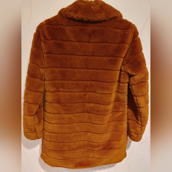Woven Heart burnt orange faux fur jacket size M - Picture 6 of 10